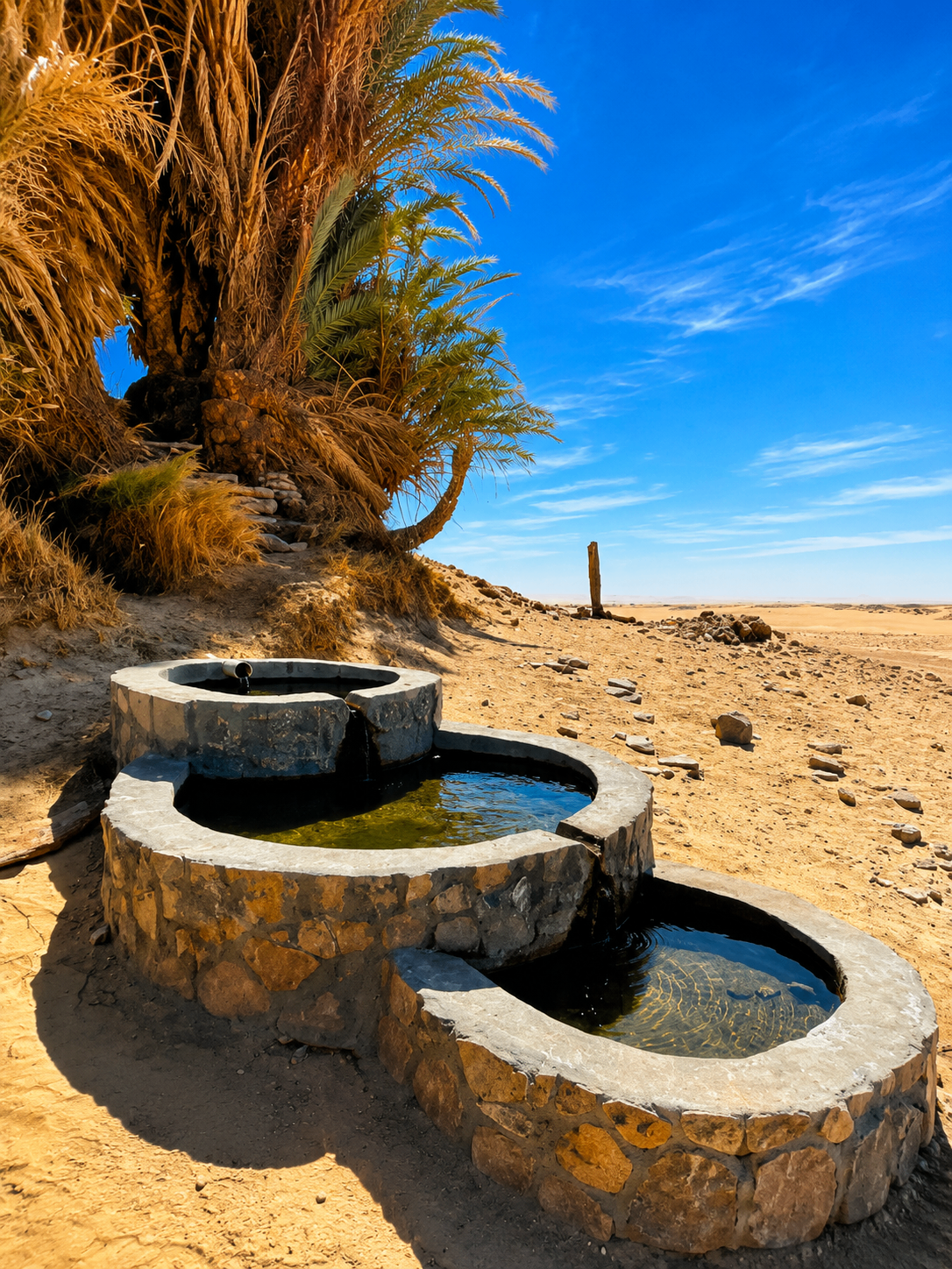 Natural spring pools in Bahariya Oasis